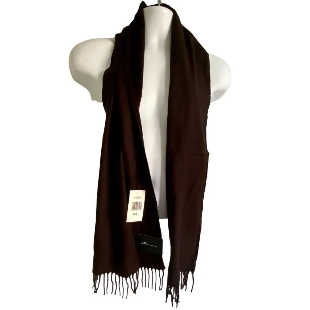 John Ashford Mens Acrylic Fringe Black Scarf New